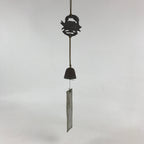 Japanese Iron Furin Wind Chime Tetsurin Vtg Crab Brown String Paper DR489