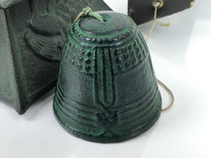 Japanese Iron Furin Wind Chime Tetsurin Vtg Green Bell Lantern Peacock DR524