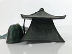 Japanese Iron Furin Wind Chime Tetsurin Vtg Green Bell Lantern Peacock DR524