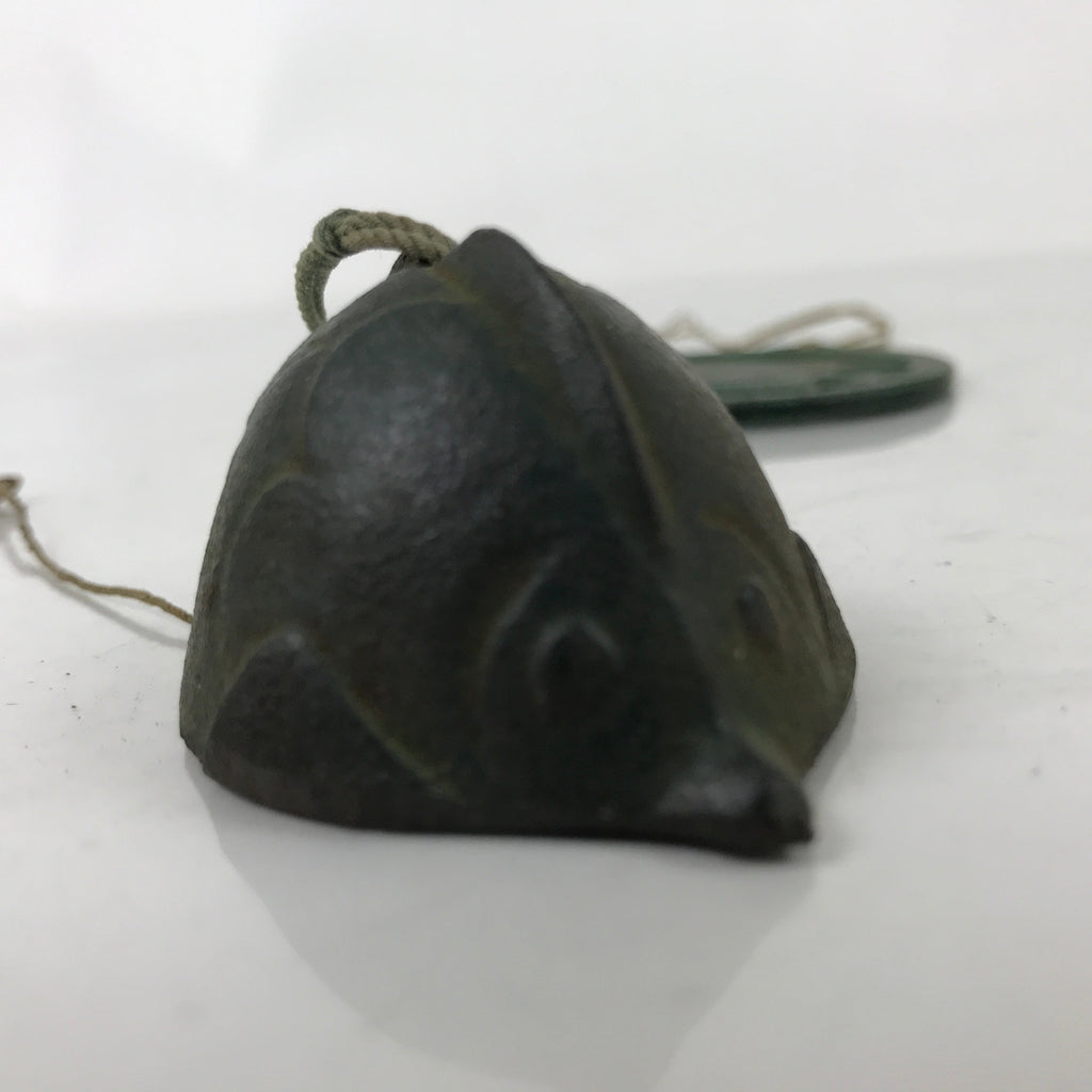 Japanese Iron Furin Wind Chime Tetsurin Vtg Green Bell Palette Fish Charm DR565