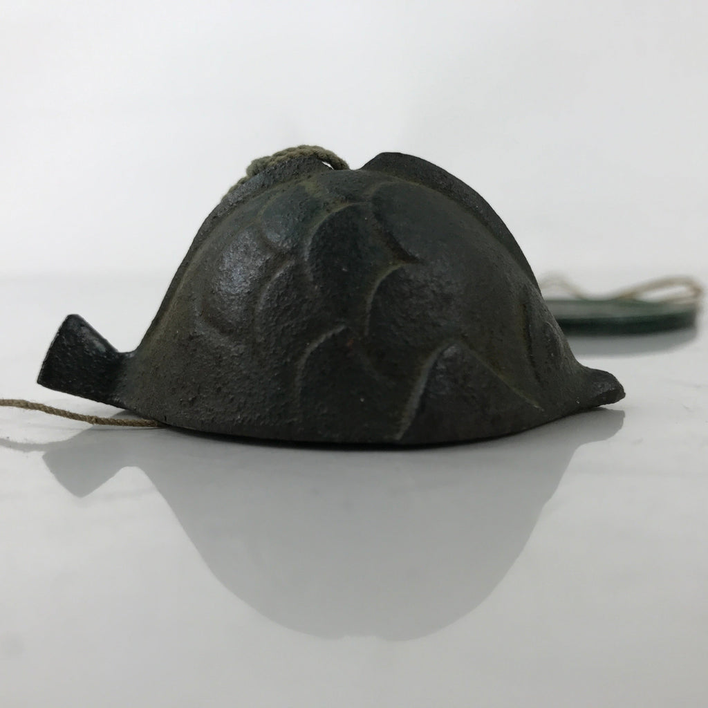Japanese Iron Furin Wind Chime Tetsurin Vtg Green Bell Palette Fish Charm DR565