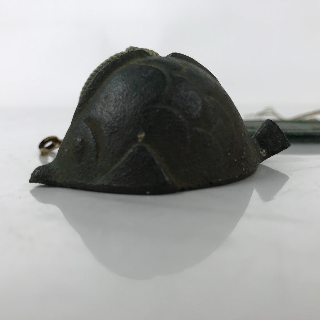 Japanese Iron Furin Wind Chime Tetsurin Vtg Green Bell Palette Fish Charm DR565