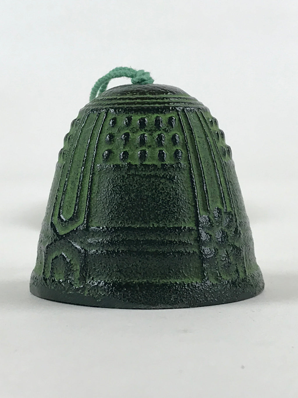 Japanese Iron Furin Wind Chime Tetsurin Vtg Green Paper String Iwate Nanbu DR494
