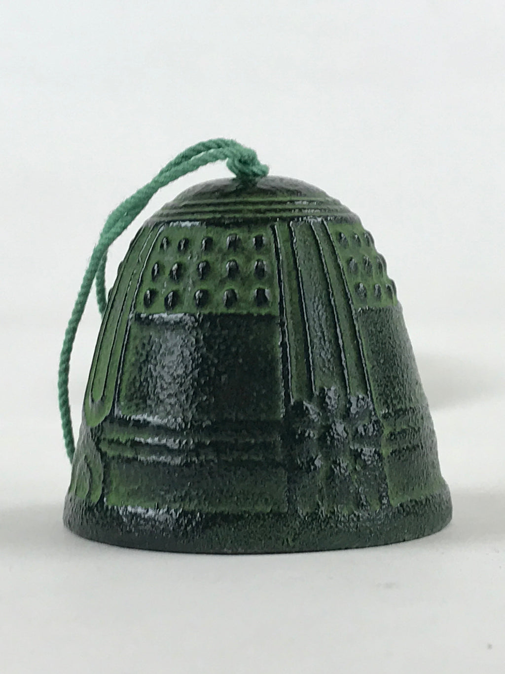 Japanese Iron Furin Wind Chime Tetsurin Vtg Green Paper String Iwate Nanbu DR494