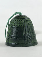 Japanese Iron Furin Wind Chime Tetsurin Vtg Green Paper String Iwate Nanbu DR494
