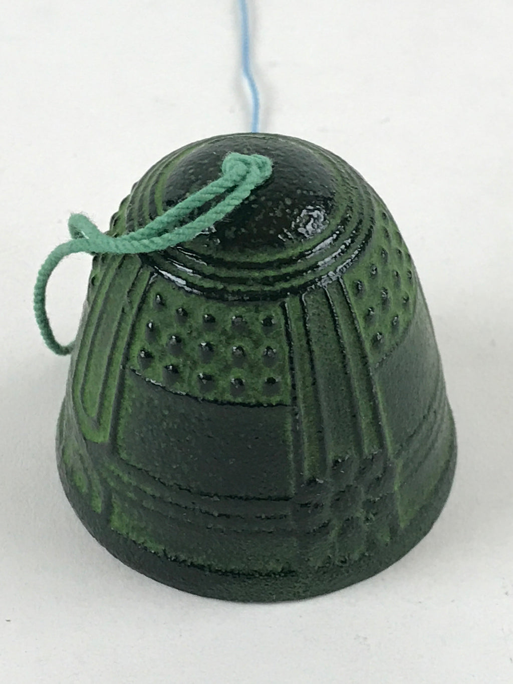Japanese Iron Furin Wind Chime Tetsurin Vtg Green Paper String Iwate Nanbu DR494