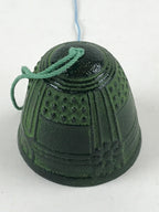 Japanese Iron Furin Wind Chime Tetsurin Vtg Green Paper String Iwate Nanbu DR494