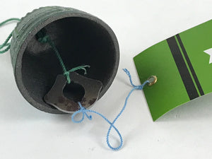 Japanese Iron Furin Wind Chime Tetsurin Vtg Green Paper String Iwate Nanbu DR494