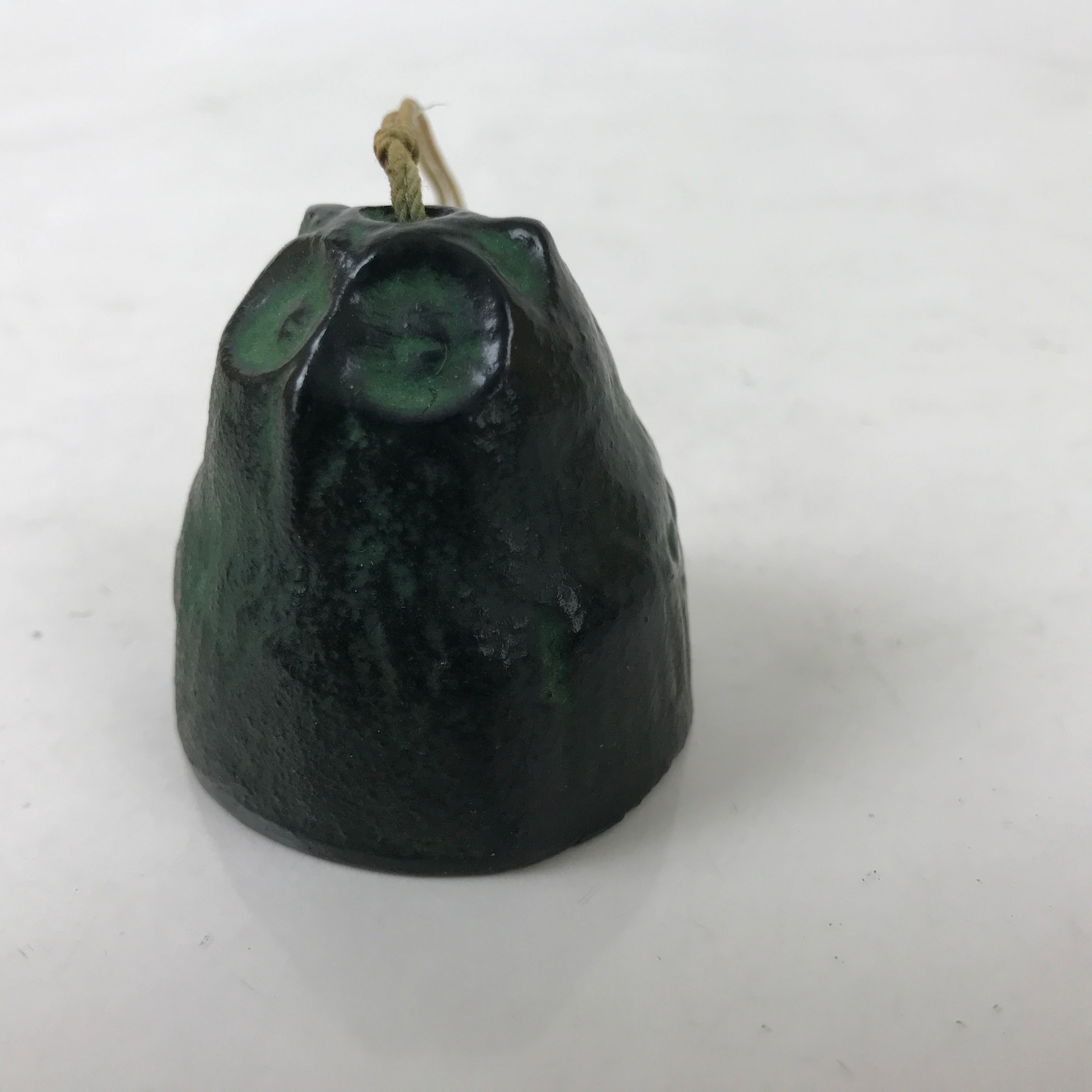 Japanese Iron Furin Wind Chime Tetsurin Vtg Green String Iwate Nanbu Owl DR564