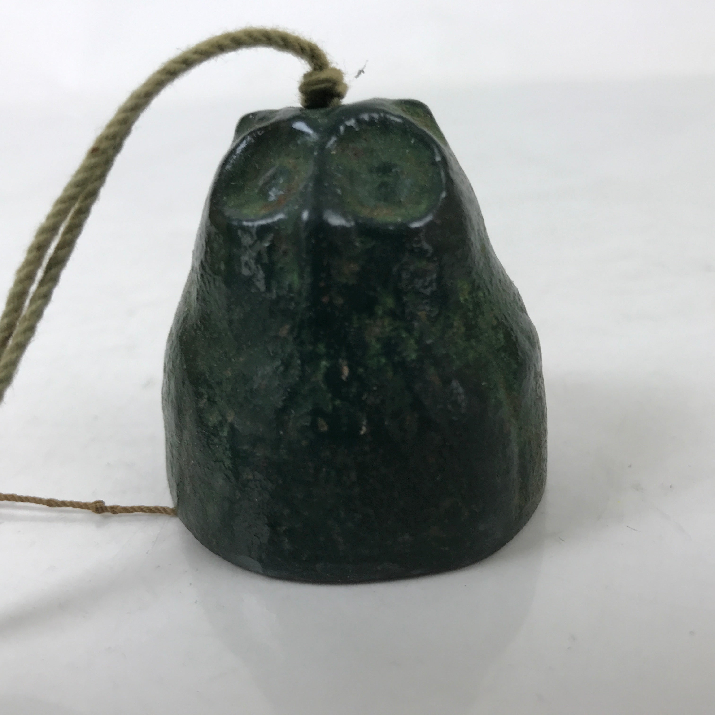 Japanese Iron Furin Wind Chime Tetsurin Vtg Green String Iwate Nanbu Owl DR566