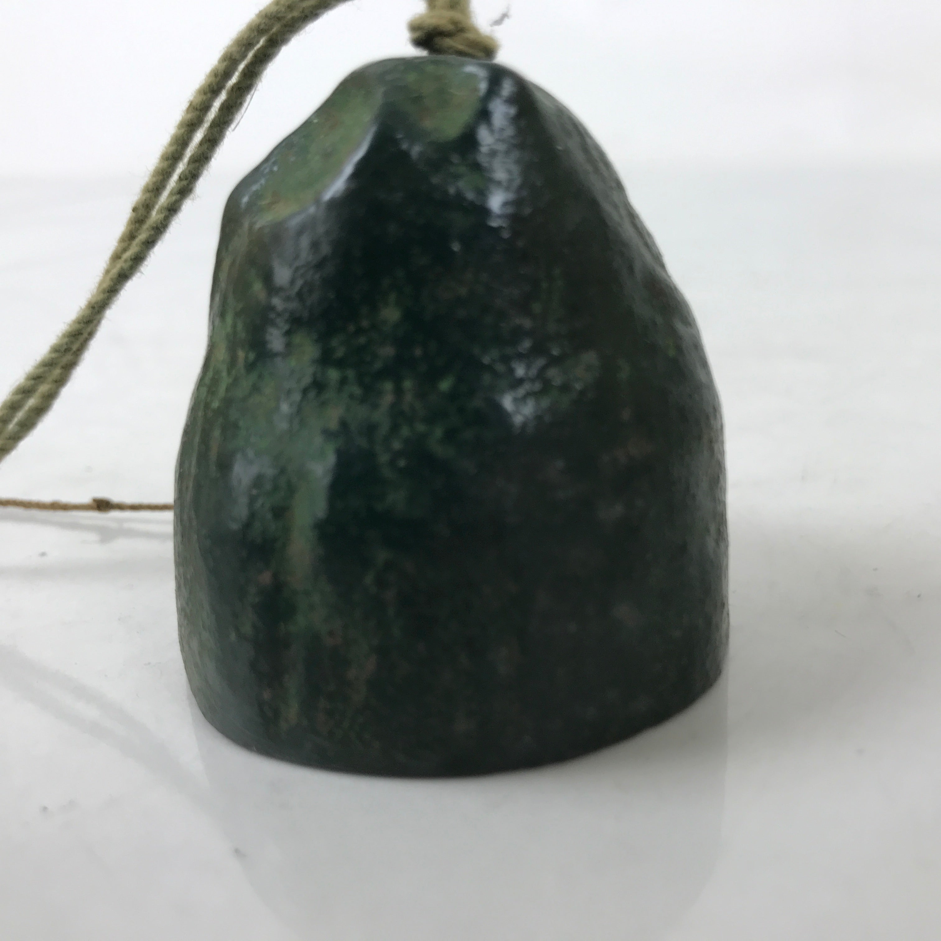 Japanese Iron Furin Wind Chime Tetsurin Vtg Green String Iwate Nanbu Owl DR566