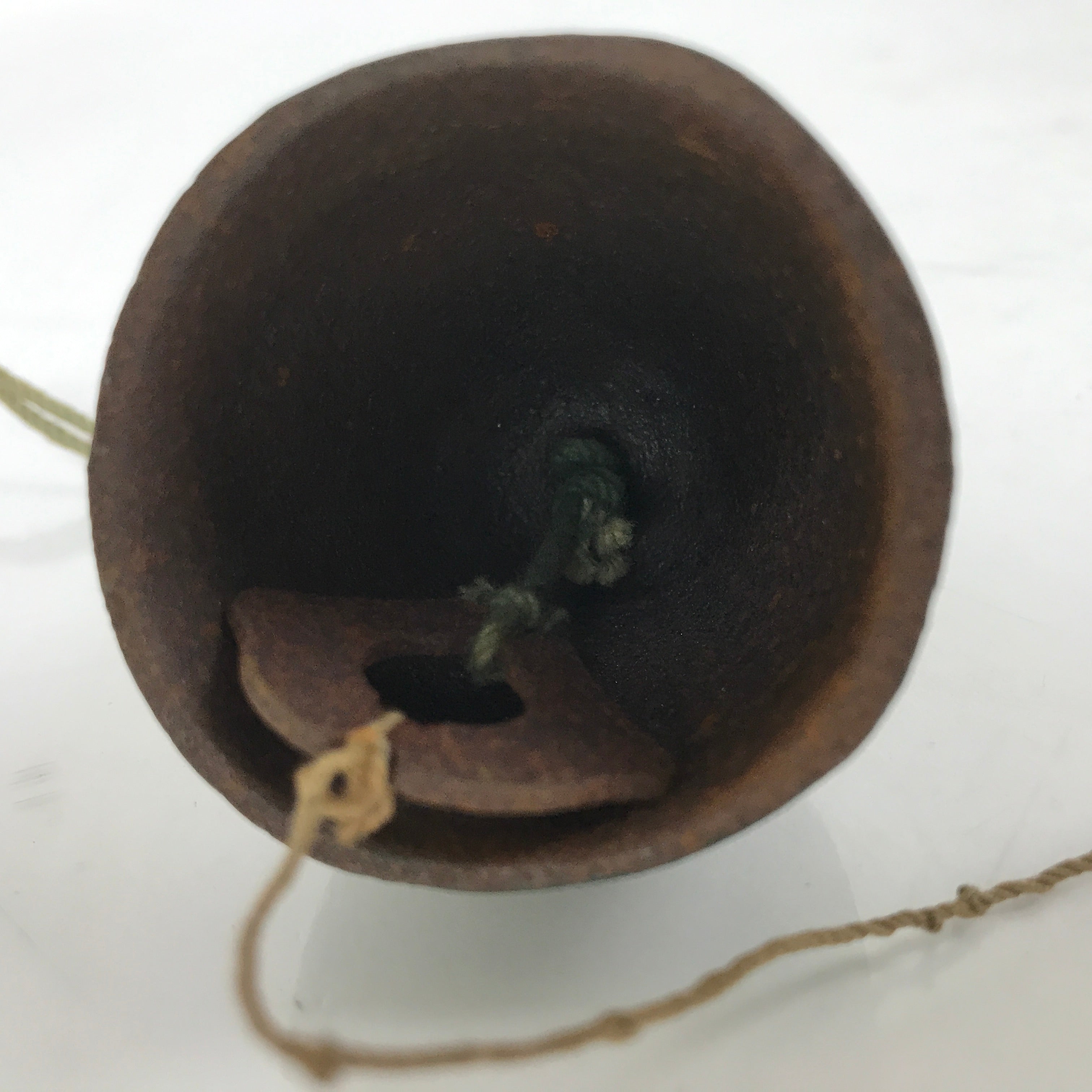 Japanese Iron Furin Wind Chime Tetsurin Vtg Green String Iwate Nanbu Owl DR566