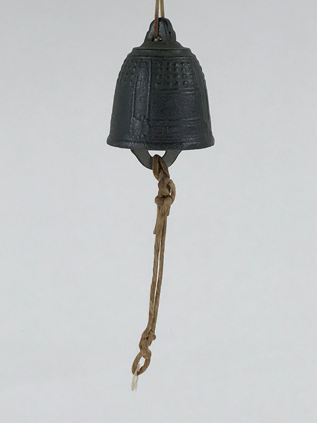 Japanese Iron Furin Wind Chime Tetsurin Vtg Green String Ring Iwate Nanbu DR499