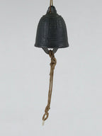 Japanese Iron Furin Wind Chime Tetsurin Vtg Green String Ring Iwate Nanbu DR499