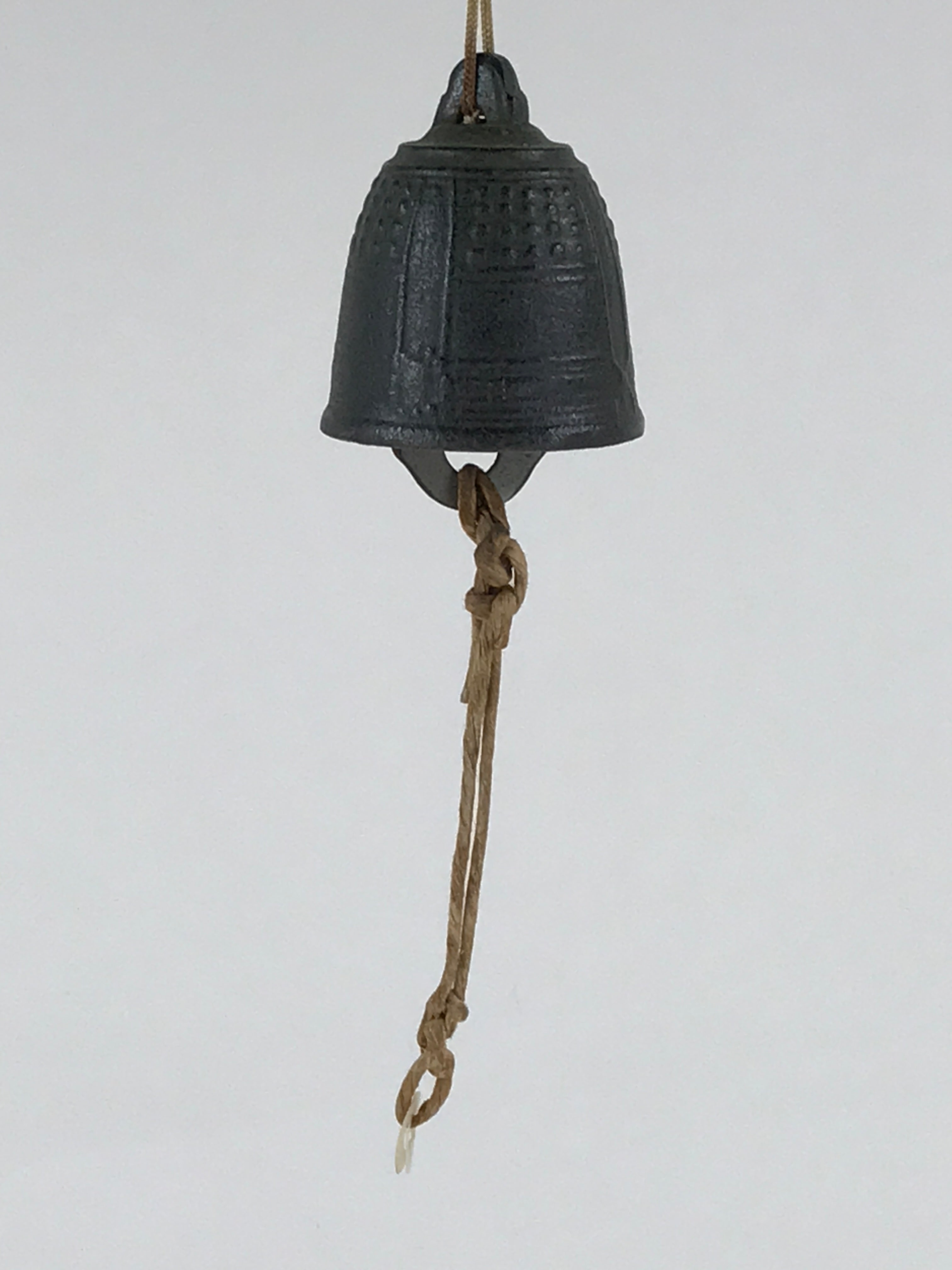 Japanese Iron Furin Wind Chime Tetsurin Vtg Green String Ring Iwate Nanbu DR499