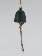 Japanese Iron Furin Wind Chime Tetsurin Vtg Green String Ring Iwate Nanbu DR499