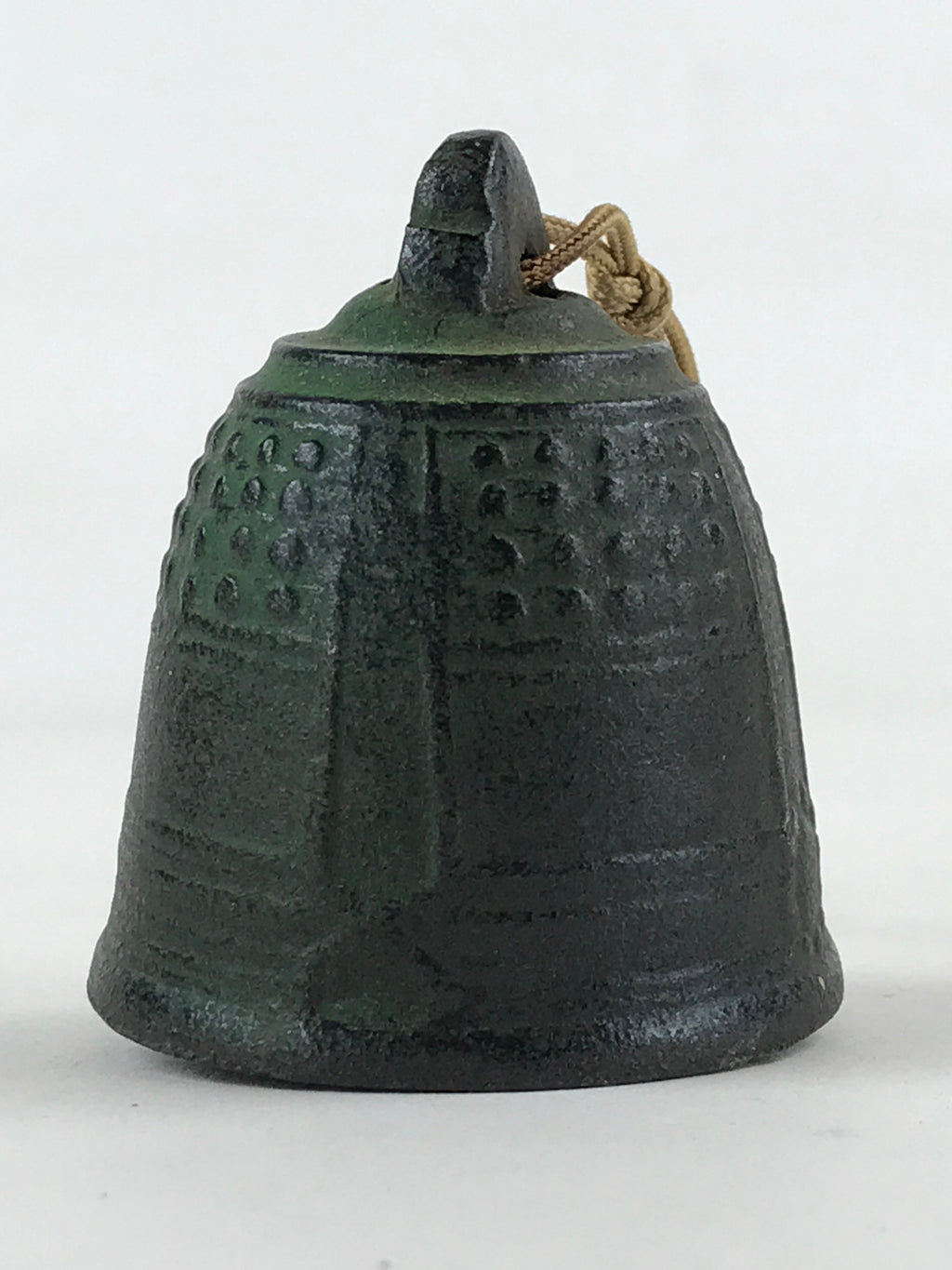 Japanese Iron Furin Wind Chime Tetsurin Vtg Green String Ring Iwate Nanbu DR499