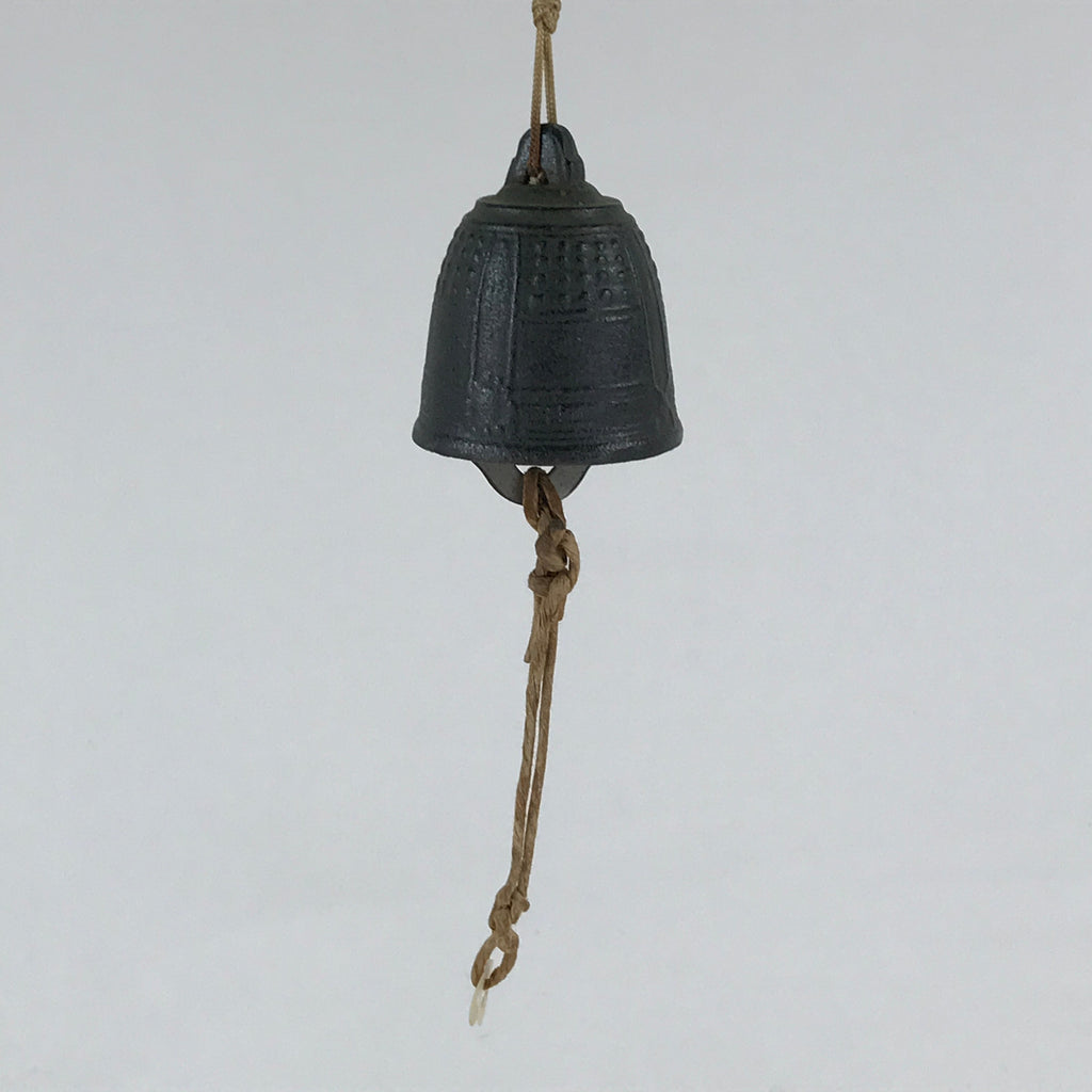 Japanese Iron Furin Wind Chime Tetsurin Vtg Green String Ring Iwate Nanbu DR499