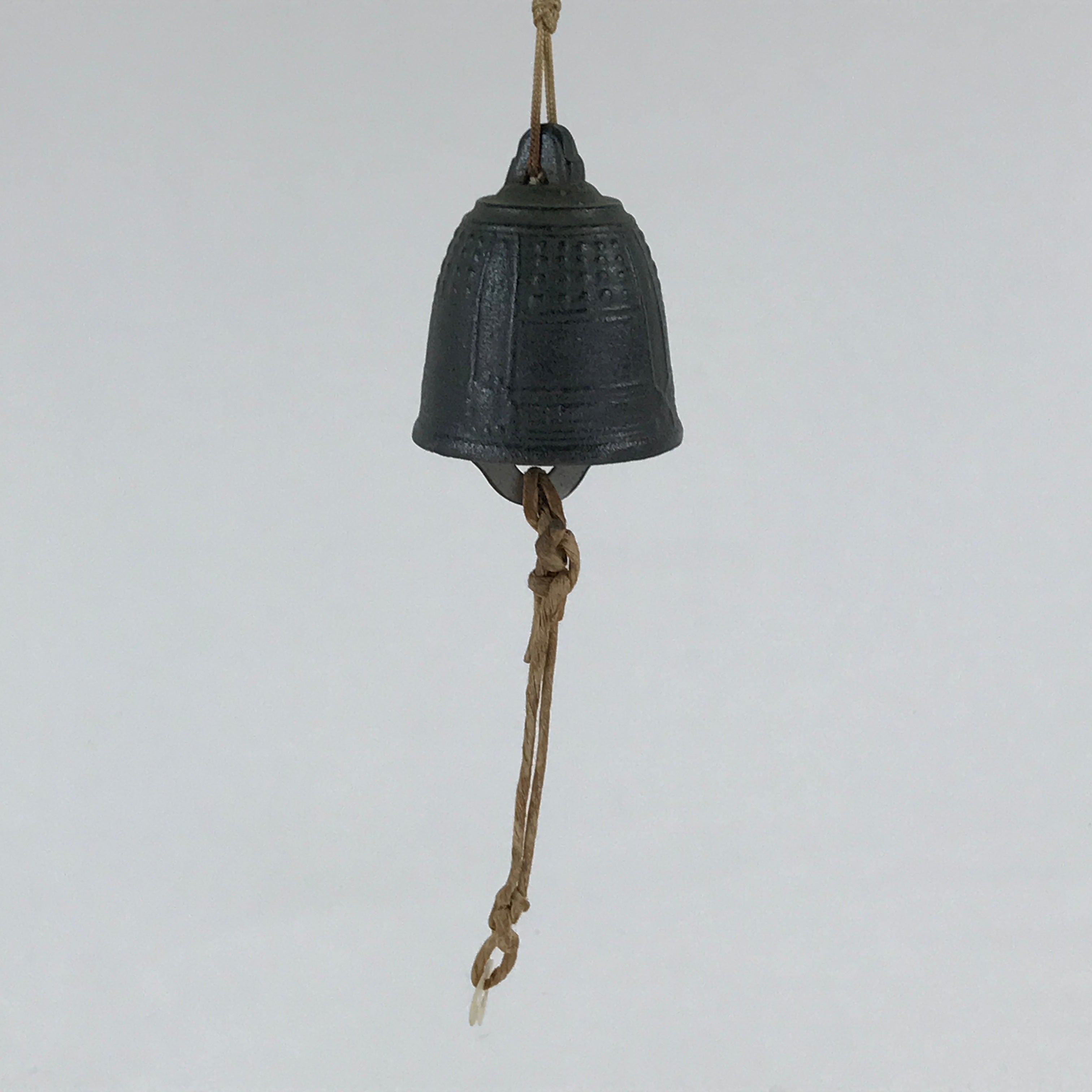 Japanese Iron Furin Wind Chime Tetsurin Vtg Green String Ring Iwate Nanbu DR499