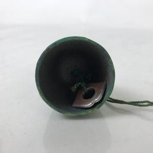 Japanese Iron Furin Wind Chime Tetsurin Vtg Green String Ring Iwate Nanbu DR569