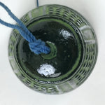 Japanese Iron Furin Wind Chime Tetsurin Vtg Green String Ring Iwate Nanbu DR570