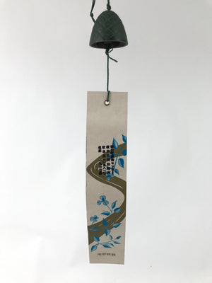 Japanese Iron Furin Wind Chime Tetsurin Vtg Green String Ring Iwate Nanbu DR574