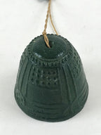 Japanese Iron Furin Wind Chime Tetsurin Vtg Mermaid Kanji Green String DR488