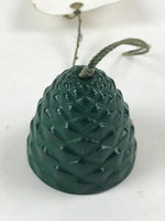 Japanese Iron Furin Wind Chime Tetsurin Vtg Pine Cone Kanji Green String DR487