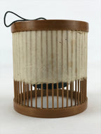 Japanese Iron Furin Wind Chime Vtg Bamboo Shade Brown Green Paper DR490