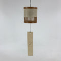Japanese Iron Furin Wind Chime Vtg Bamboo Shade Brown Green Paper DR490