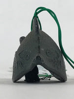 Japanese Iron Furin Wind Chime Vtg Fish Kanji Characters Green String DR486