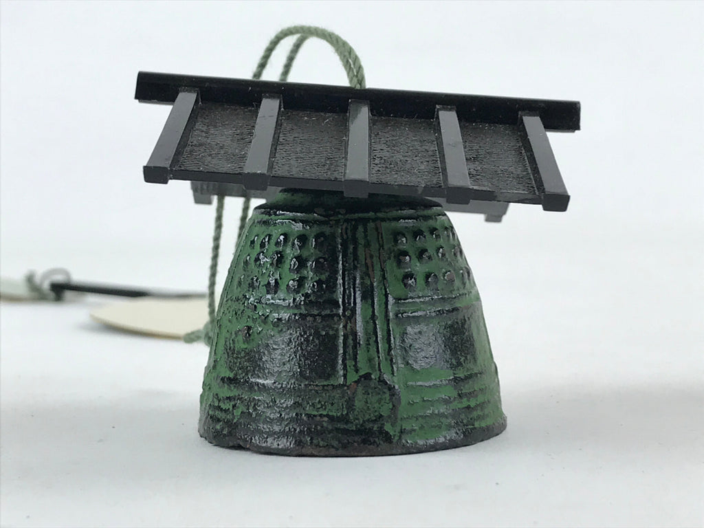 Japanese Iron Furin Wind Chime Vtg Roof Fan Uchiwa Bridge Green Kanji Vtg DR492