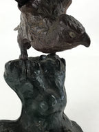 Japanese Iron Hawk Statue Vtg Good Fortune Happiness Auspicious Sculpture BD914