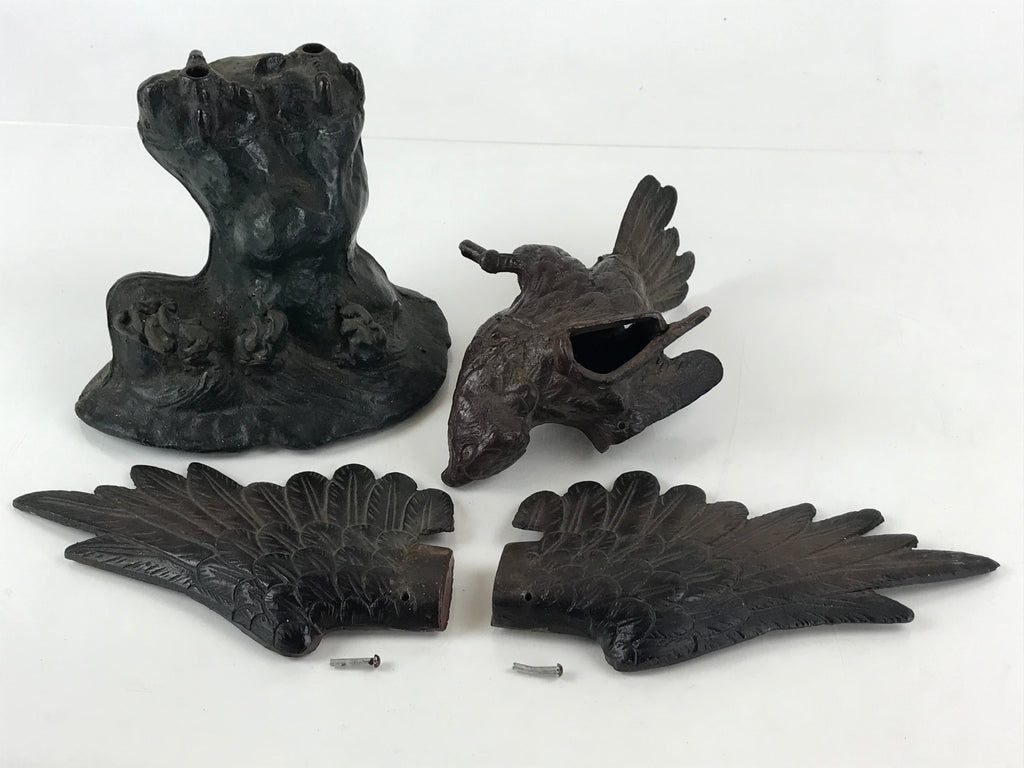 Japanese Iron Hawk Statue Vtg Good Fortune Happiness Auspicious Sculpture BD914