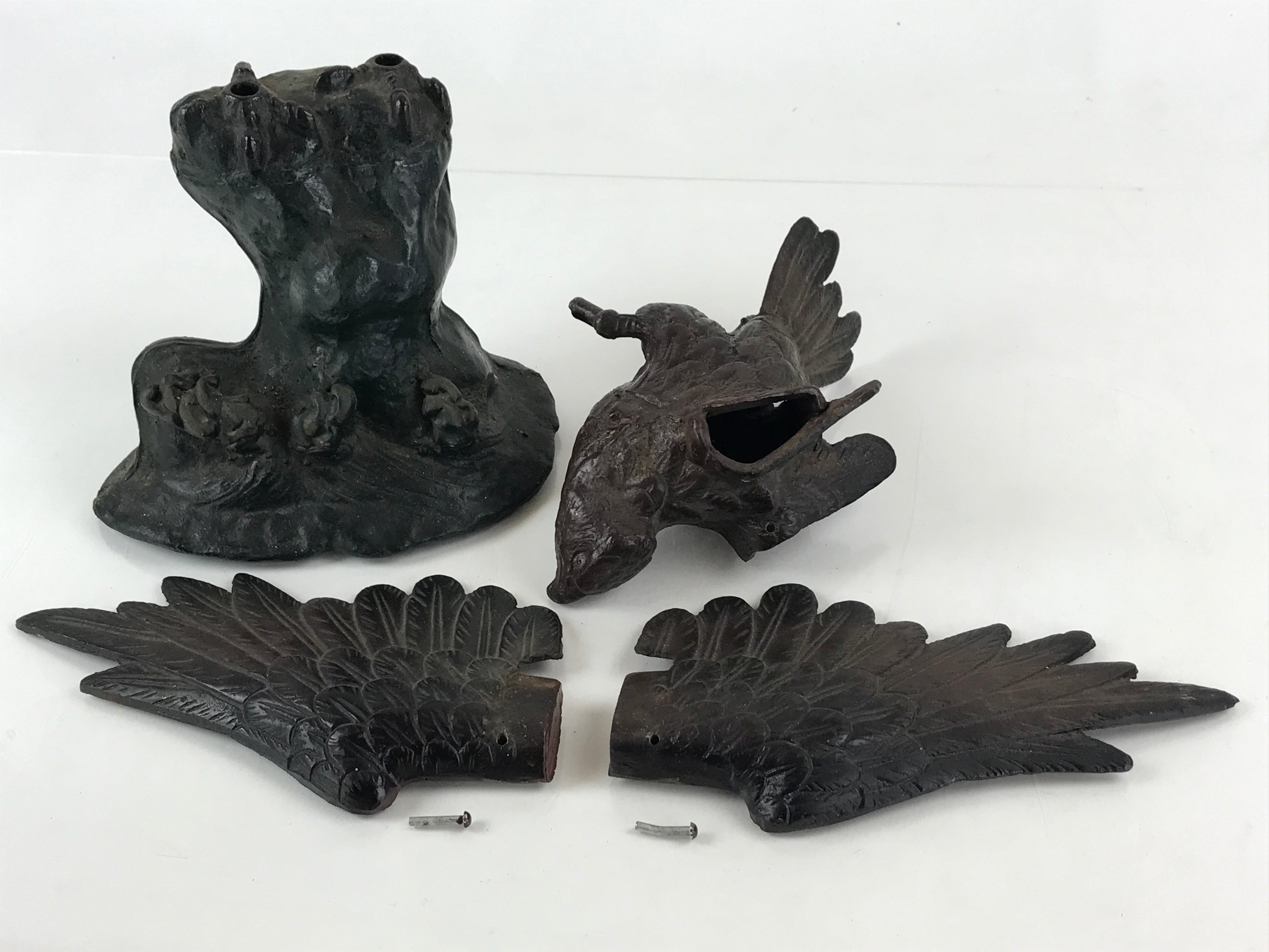 Japanese Iron Hawk Statue Vtg Good Fortune Happiness Auspicious Sculpture BD914