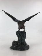 Japanese Iron Hawk Statue Vtg Good Fortune Happiness Auspicious Sculpture BD914