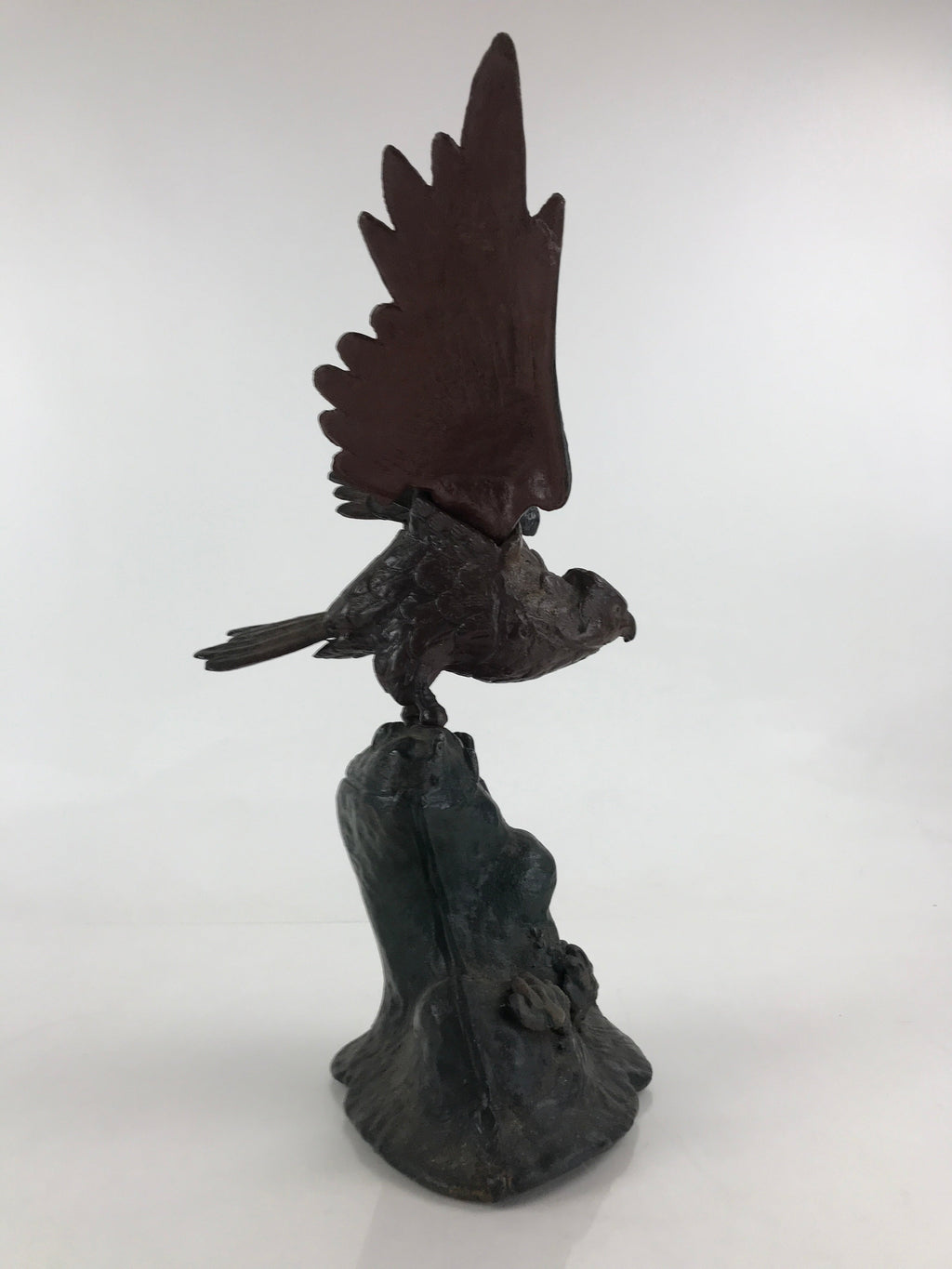 Japanese Iron Hawk Statue Vtg Good Fortune Happiness Auspicious Sculpture BD914