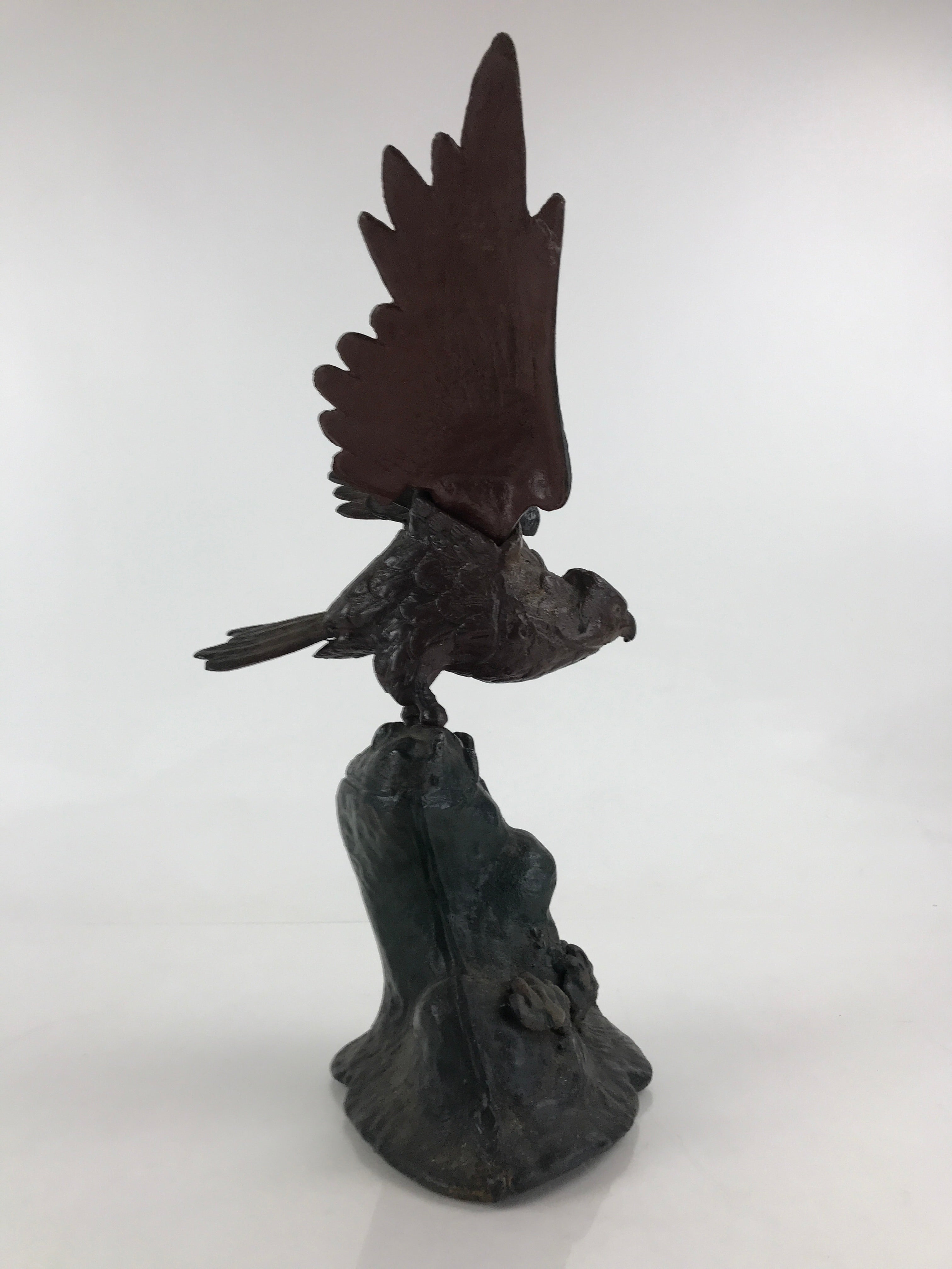 Japanese Iron Hawk Statue Vtg Good Fortune Happiness Auspicious Sculpture BD914