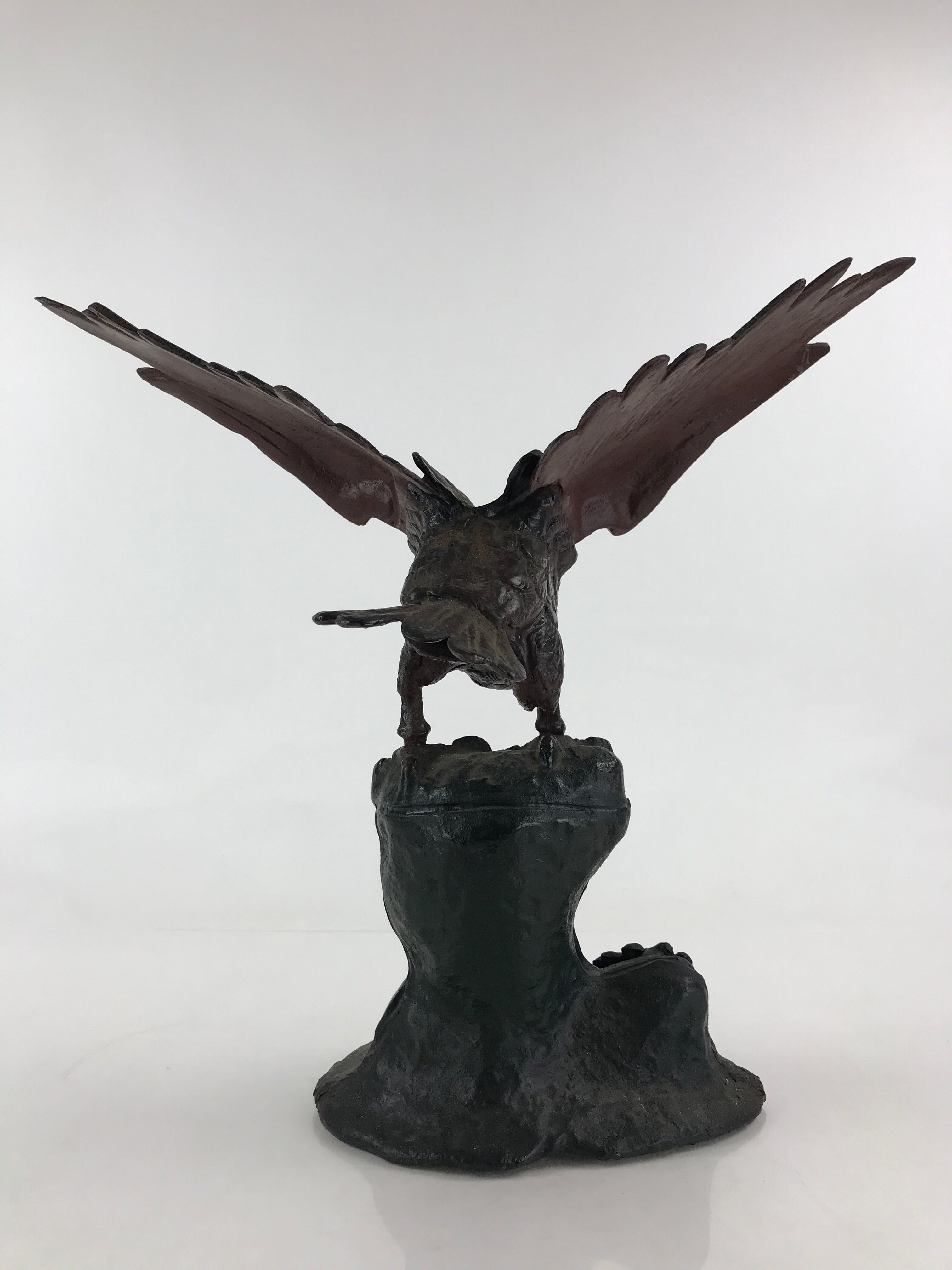 Japanese Iron Hawk Statue Vtg Good Fortune Happiness Auspicious Sculpture BD914