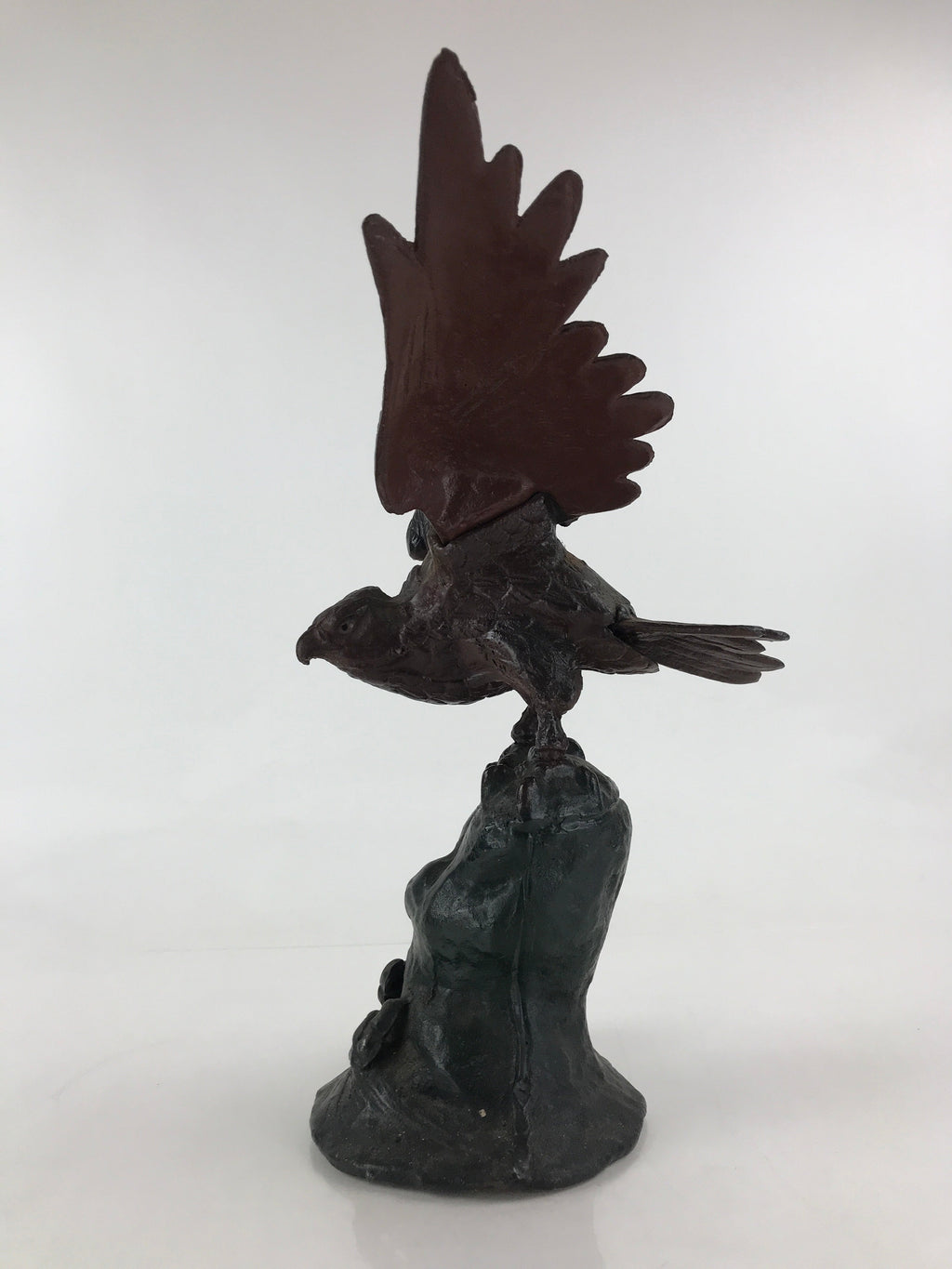 Japanese Iron Hawk Statue Vtg Good Fortune Happiness Auspicious Sculpture BD914