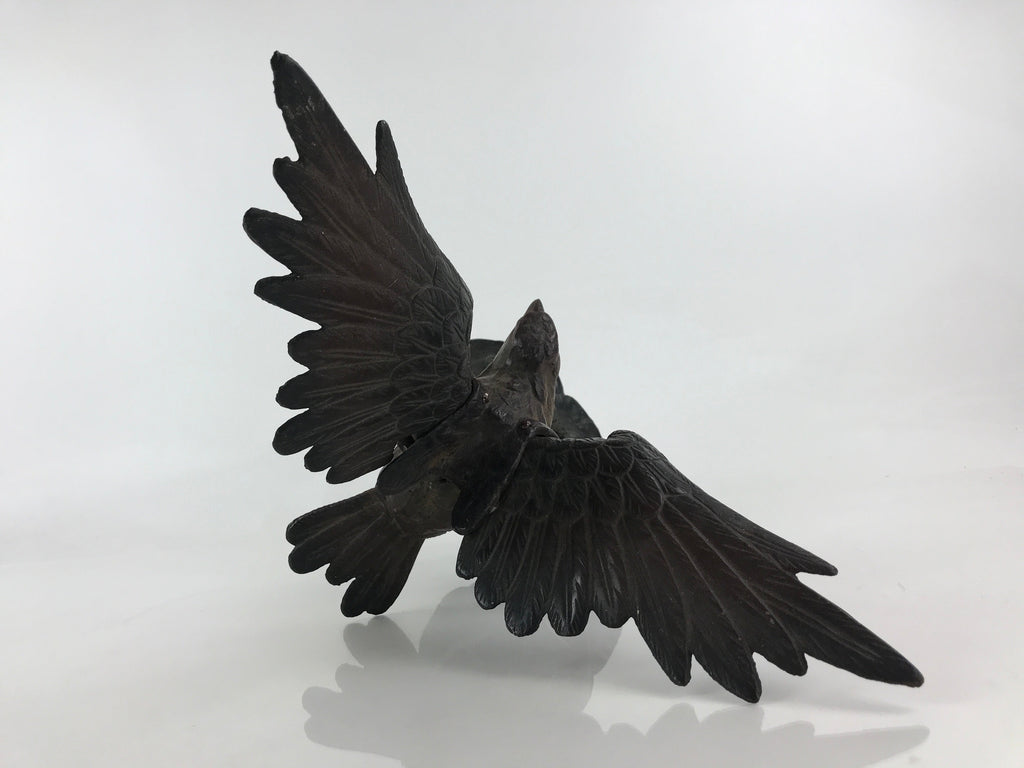 Japanese Iron Hawk Statue Vtg Good Fortune Happiness Auspicious Sculpture BD914