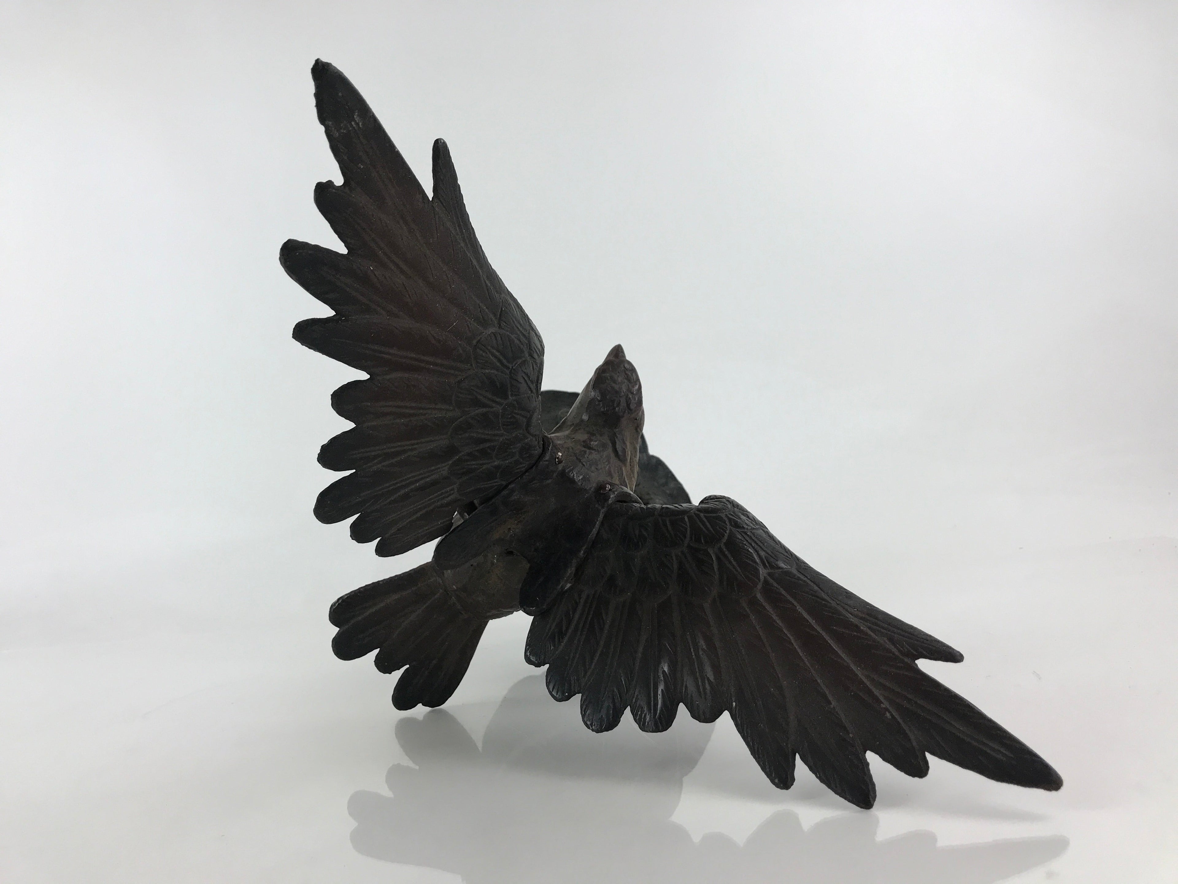 Japanese Iron Hawk Statue Vtg Good Fortune Happiness Auspicious Sculpture BD914