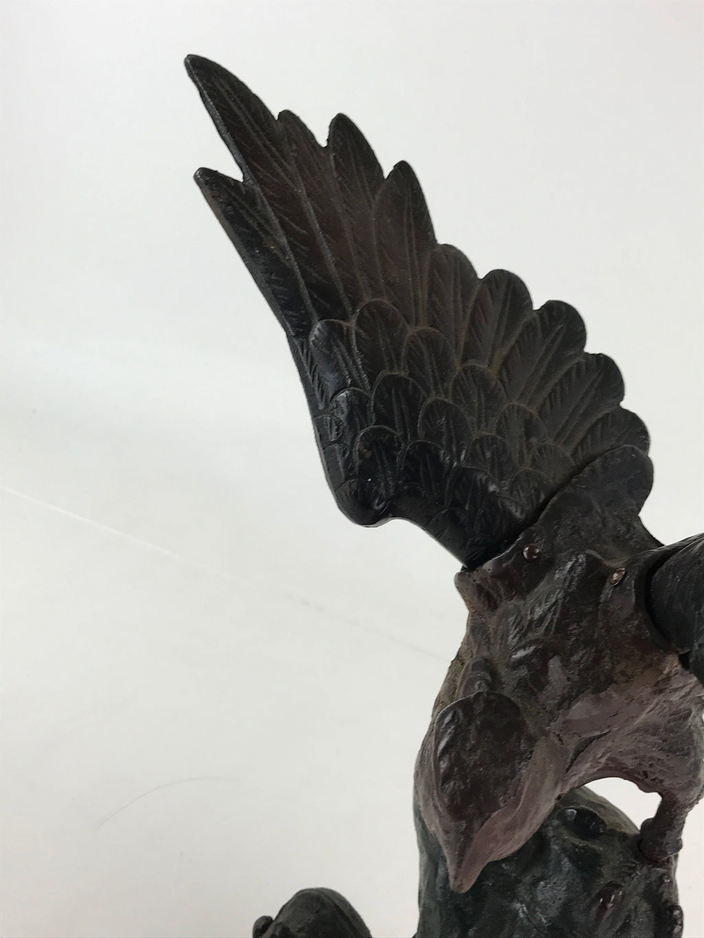 Japanese Iron Hawk Statue Vtg Good Fortune Happiness Auspicious Sculpture BD914