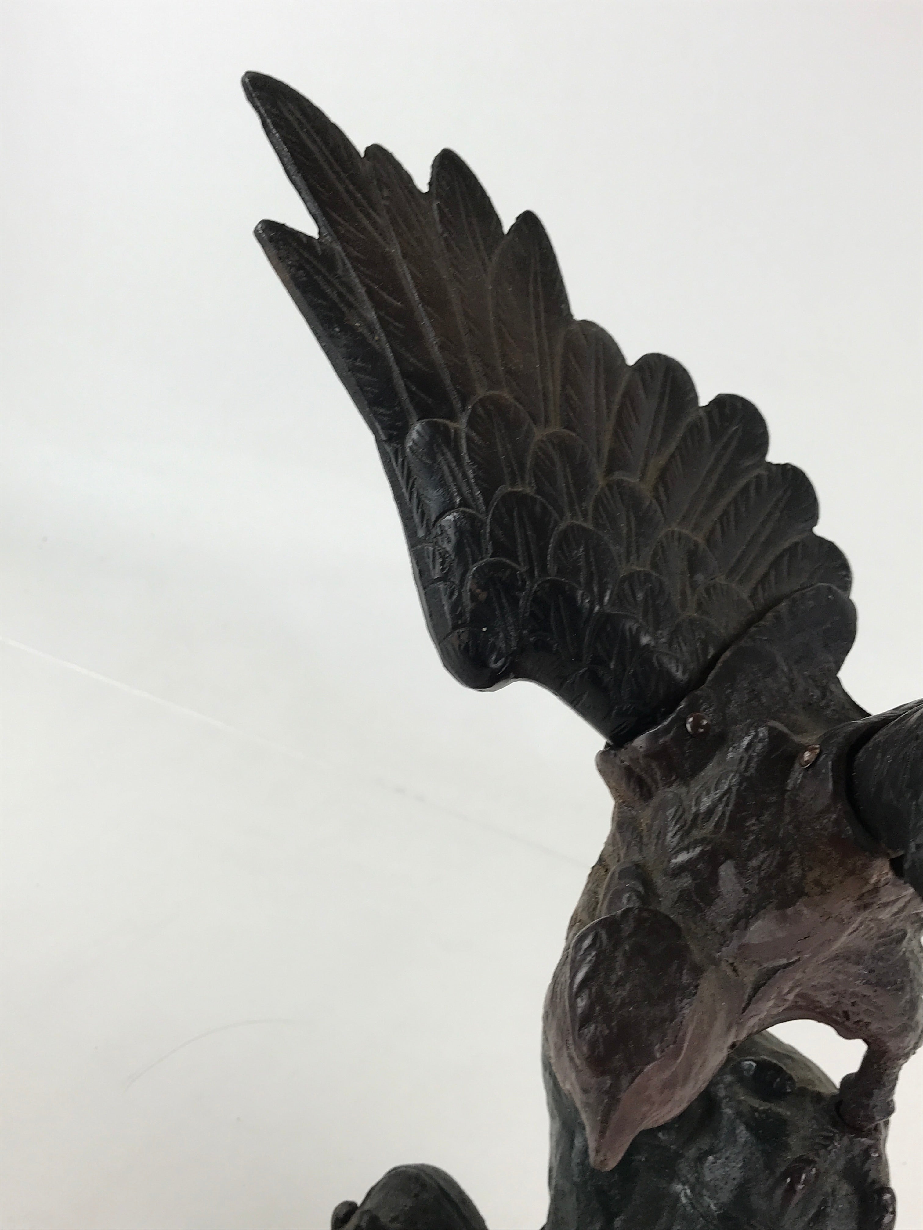 Japanese Iron Hawk Statue Vtg Good Fortune Happiness Auspicious Sculpture BD914