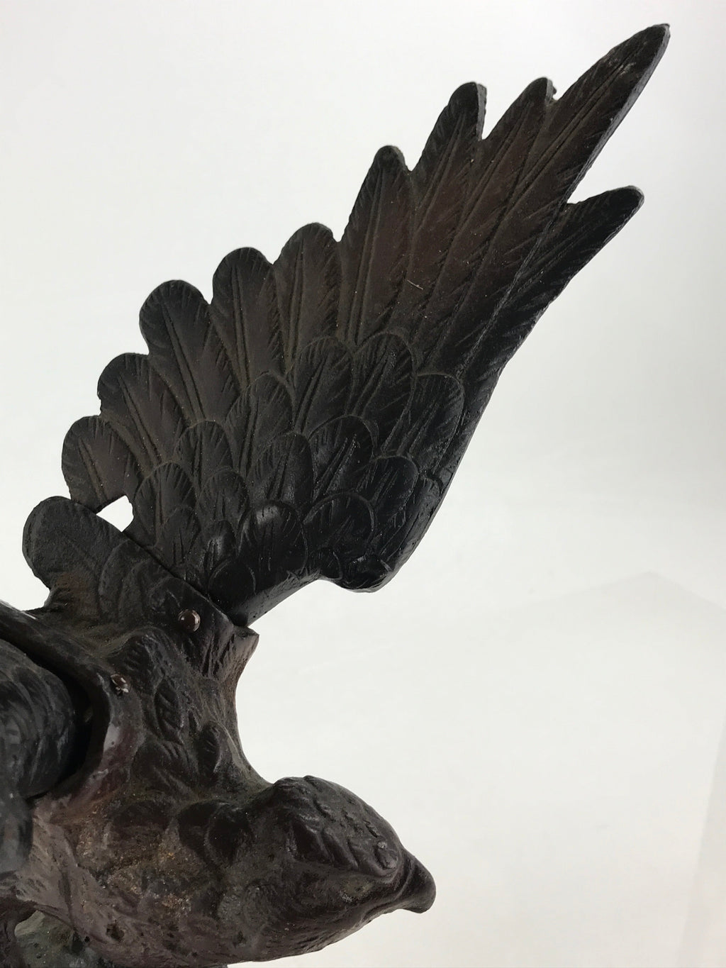 Japanese Iron Hawk Statue Vtg Good Fortune Happiness Auspicious Sculpture BD914