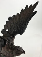 Japanese Iron Hawk Statue Vtg Good Fortune Happiness Auspicious Sculpture BD914