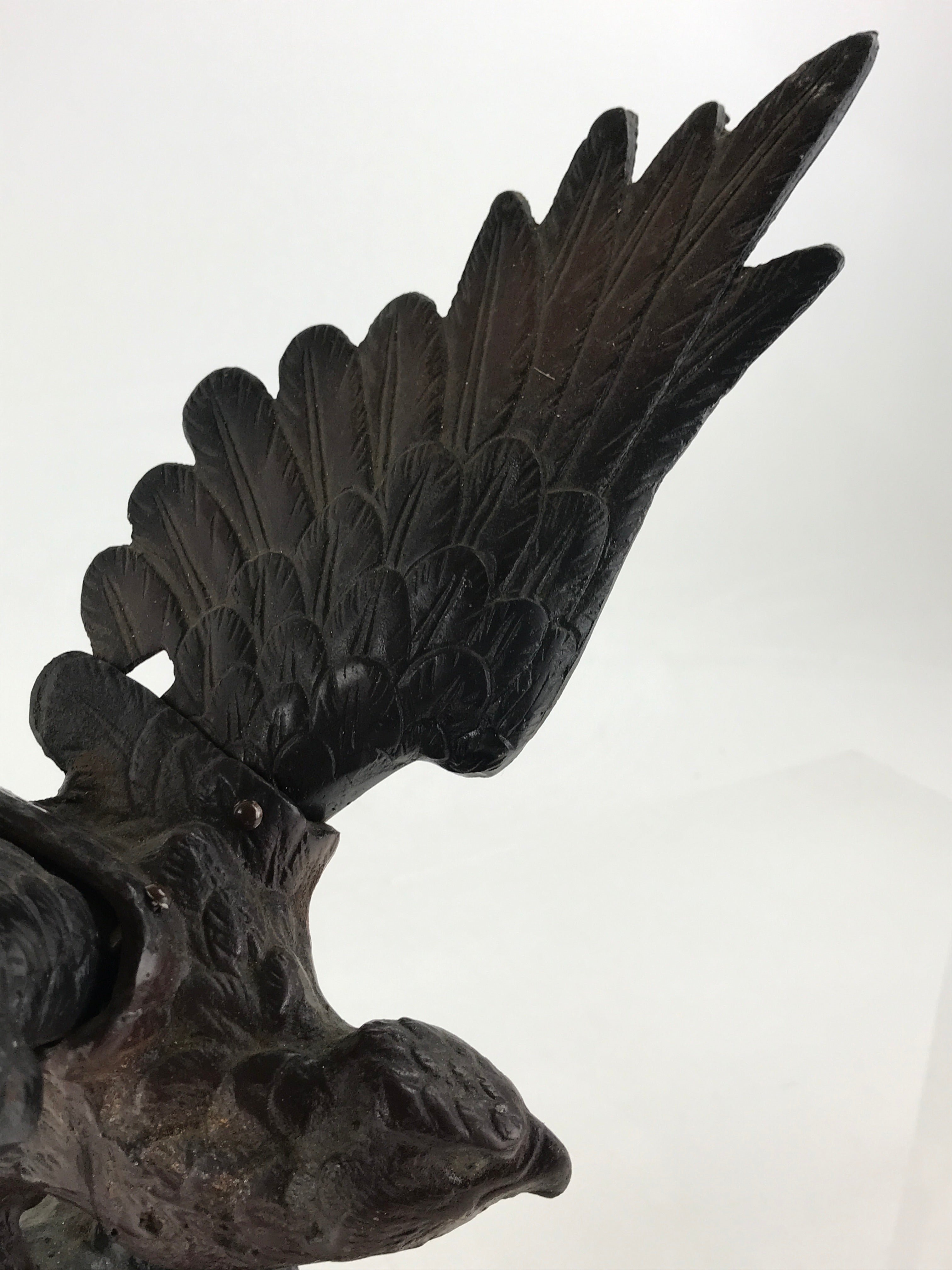 Japanese Iron Hawk Statue Vtg Good Fortune Happiness Auspicious Sculpture BD914