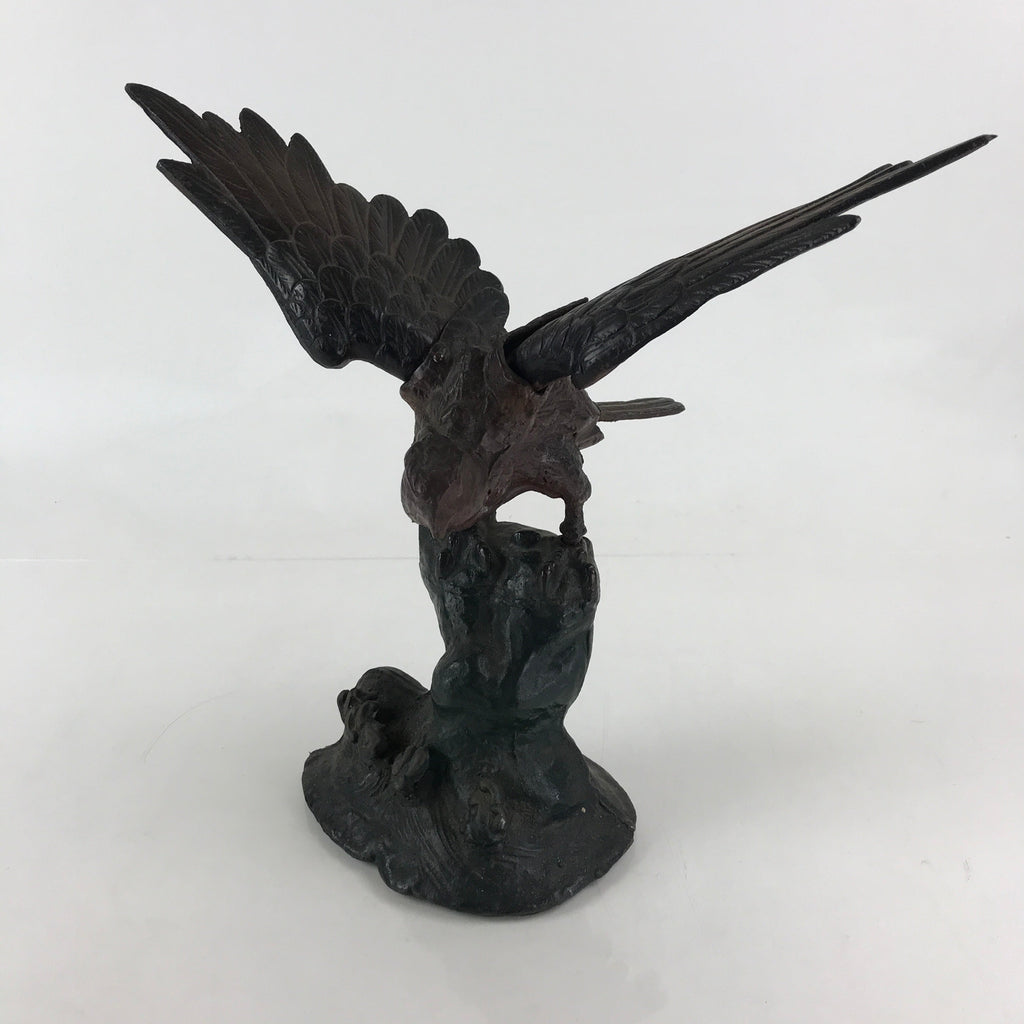 Japanese Iron Hawk Statue Vtg Good Fortune Happiness Auspicious Sculpture BD914