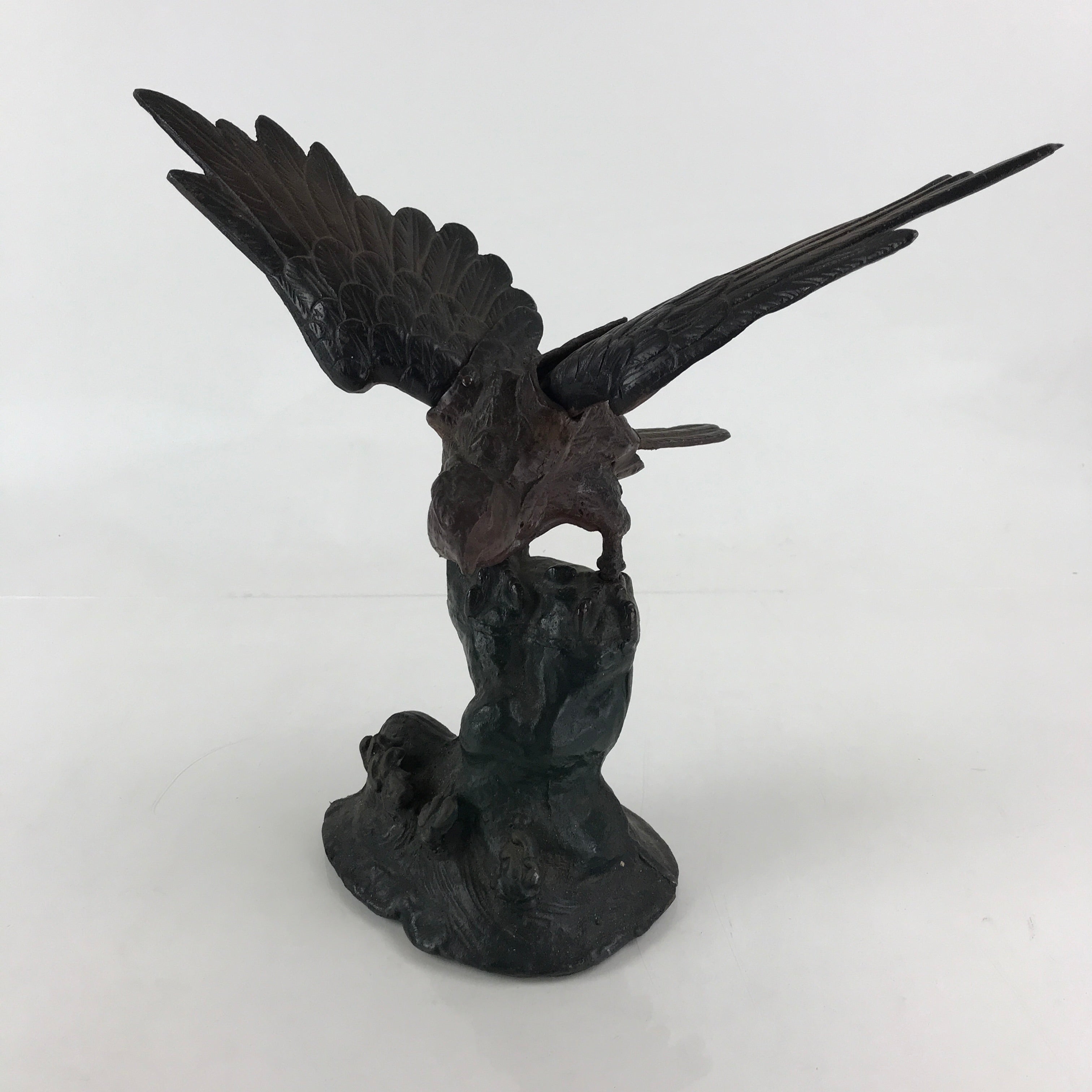 Japanese Iron Hawk Statue Vtg Good Fortune Happiness Auspicious Sculpture BD914