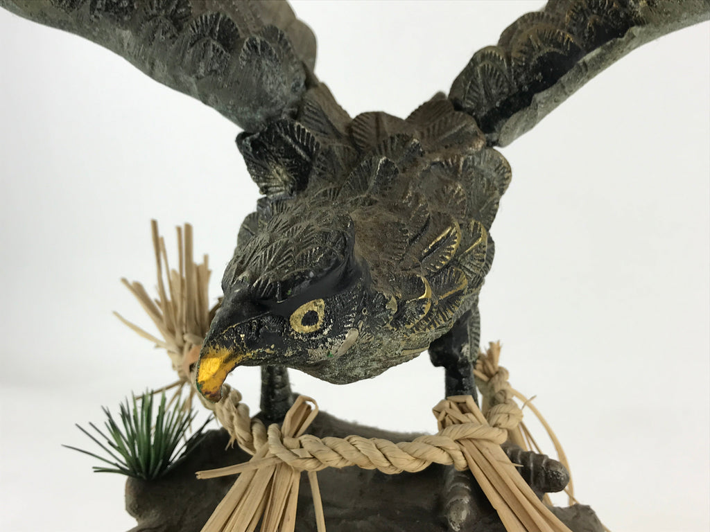 Japanese Iron Hawk Stature Vtg Good Fortune Happiness Auspicious Figurine BD893